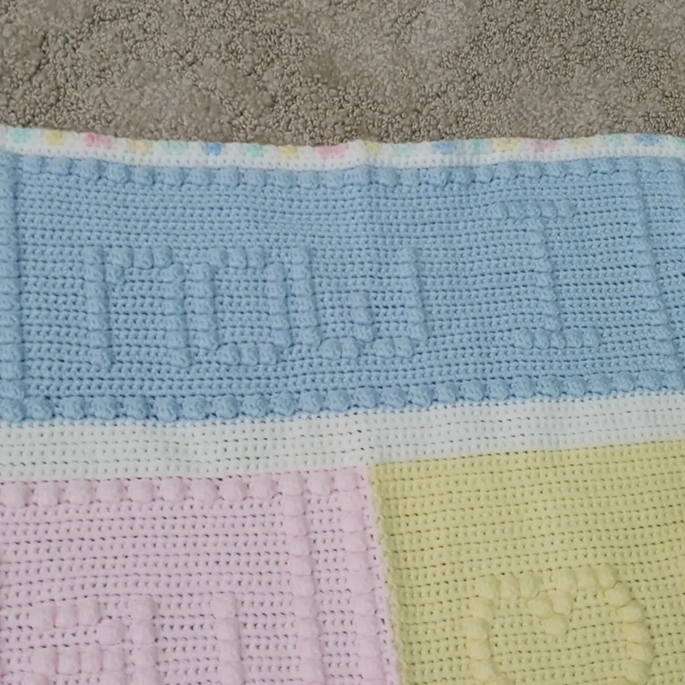 Now I Lay Me Baby blanket shower gift handcrafted heirloom unisex Pastel